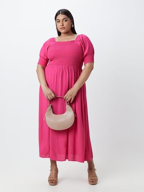 gia curves by westside pink smocked dress