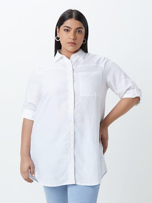 gia curves by westside white self-patterned tunic