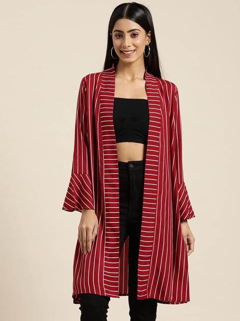 qurvii maroon striped shrug