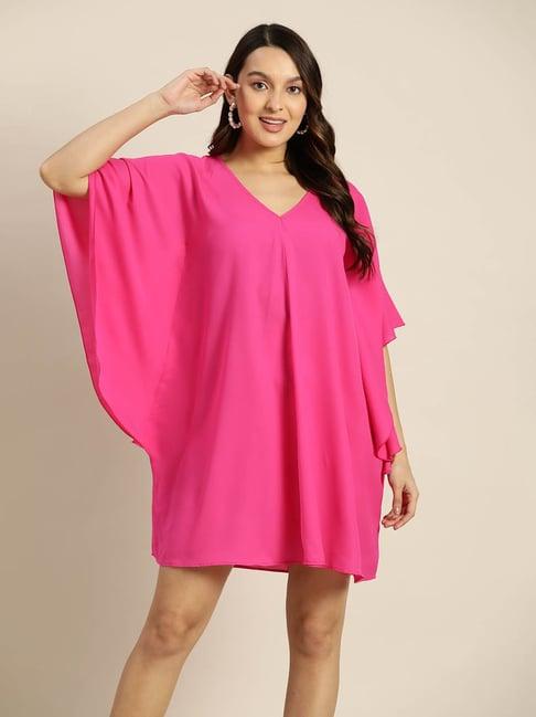 qurvii pink relaxed fit kaftan dress