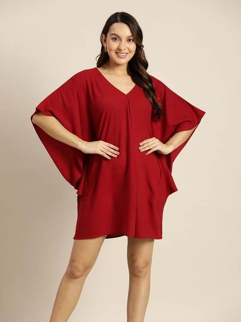 qurvii maroon relaxed fit kaftan dress