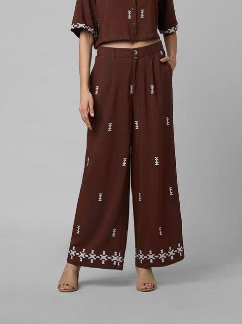 only brown embroidered pants