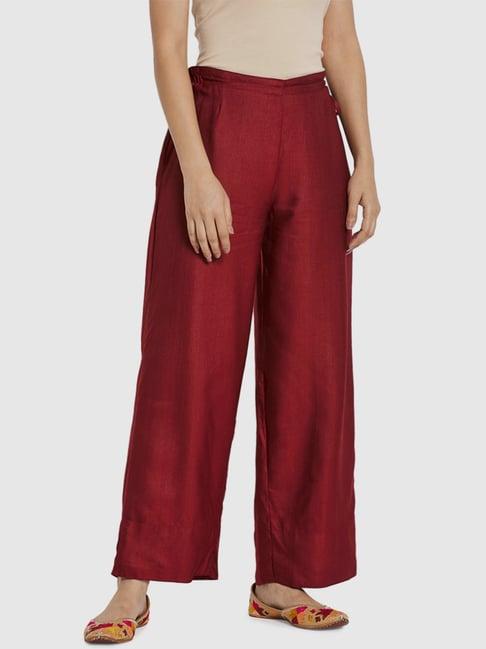 fabindia maroon regular fit palazzos