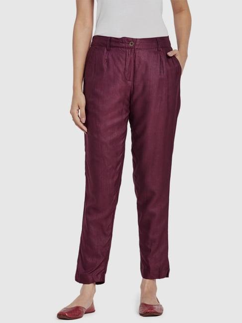 fabindia purple slim fit pants