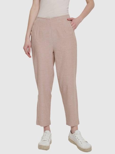 fabindia beige cotton pants