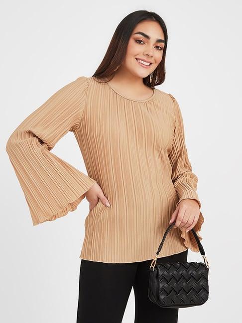 styli bell sleeves pleated regular fit blouse