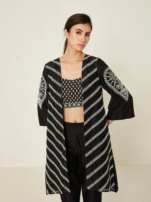 ancestry black embroidered shrug