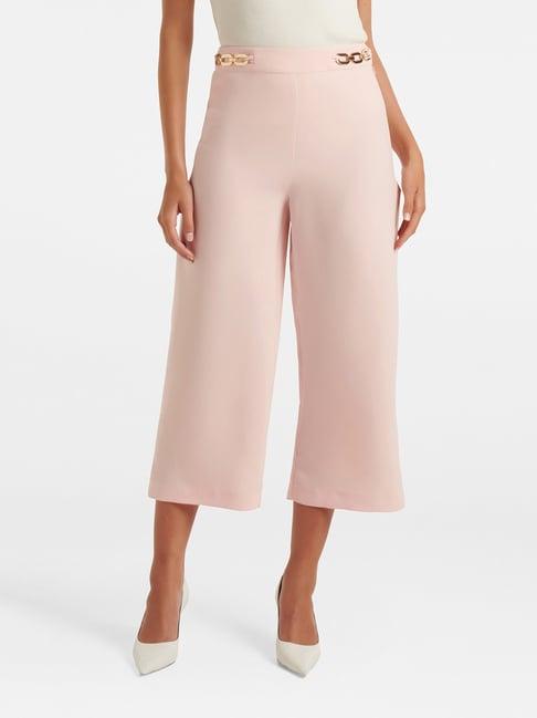 forever new pink regular fit high rise culottes