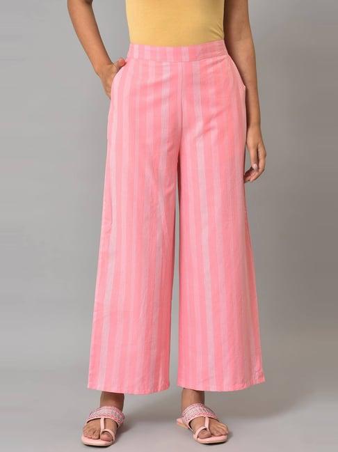 aurelia pink cotton striped palazzos