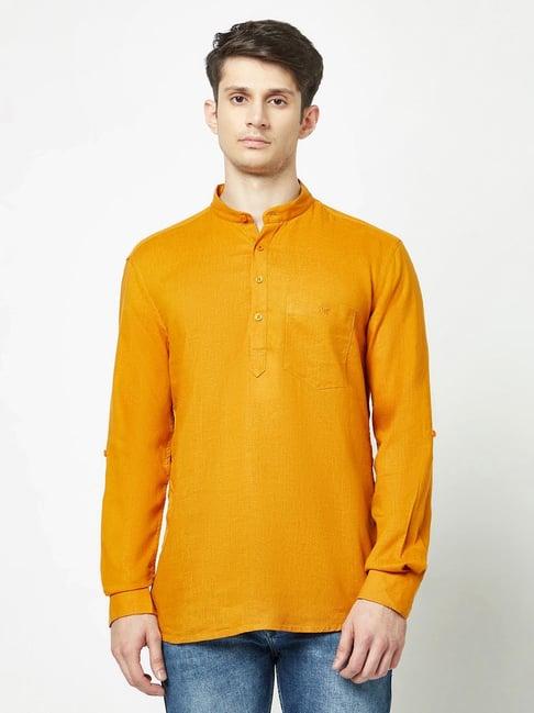 crimsoune club mustard regular fit short kurta