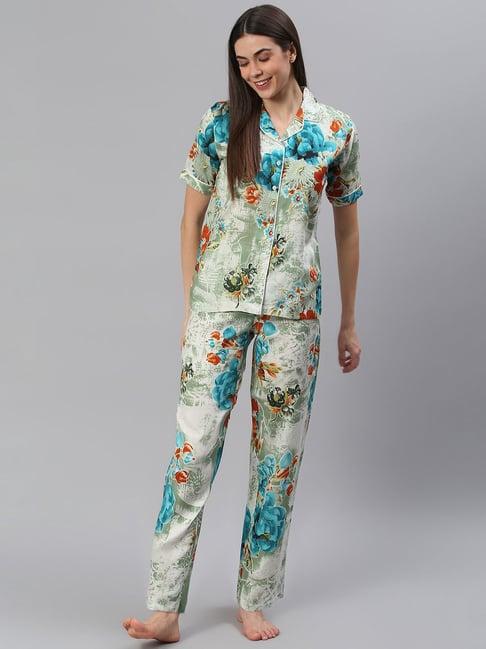 cation green printed shirt with pyjamas