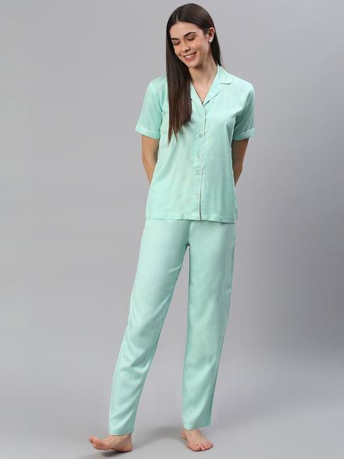 cation green shirt with pyjamas