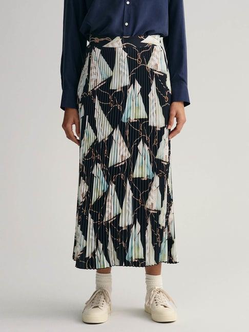 gant navy printed maxi skirt