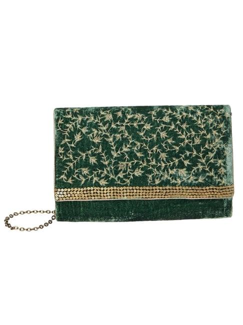 fabindia green embroidered shoulder bag