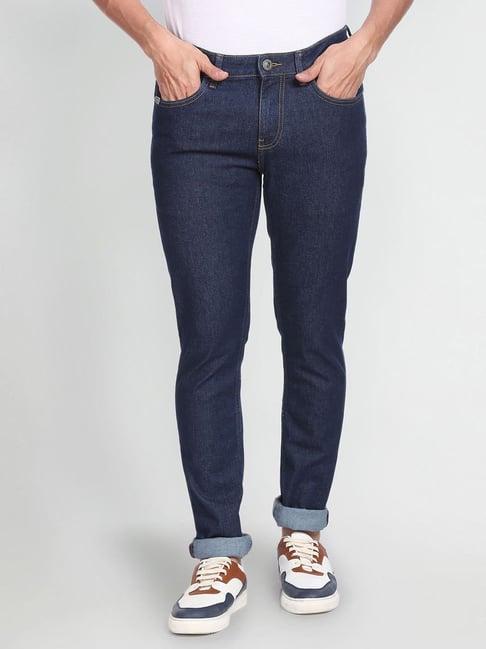 arrow sport blue cotton skinny fit jeans