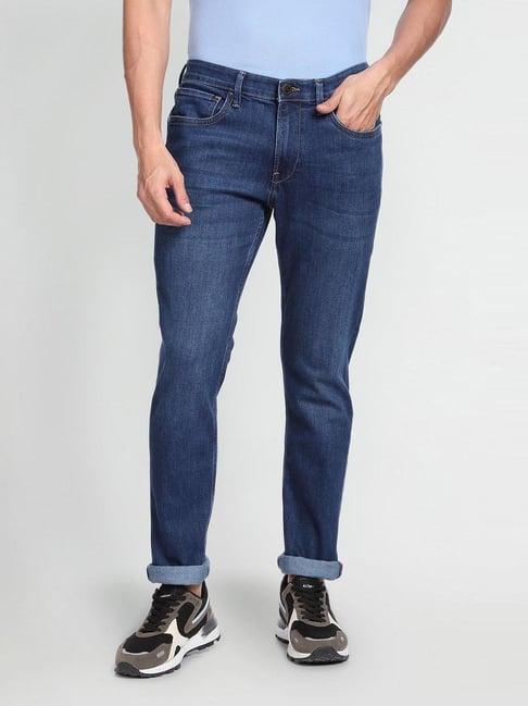 arrow sport blue cotton slim fit jeans