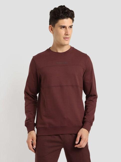 u.s. polo assn. brown cotton regular fit sweatshirt