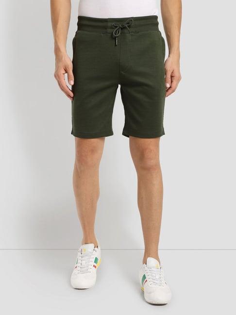 u.s. polo assn. green slim fit printed sports shorts