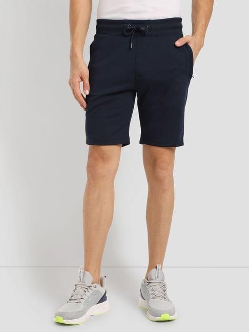 u.s. polo assn. navy blue slim fit printed sports shorts