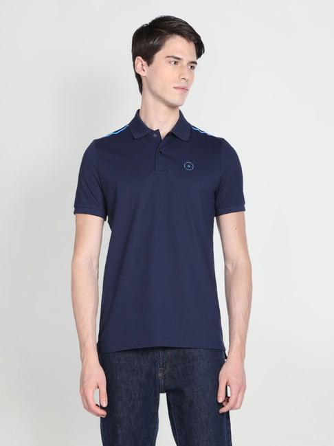 arrow new york blue cotton regular fit polo t-shirt