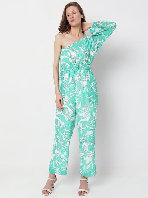 vero moda blue printed jumpsuit