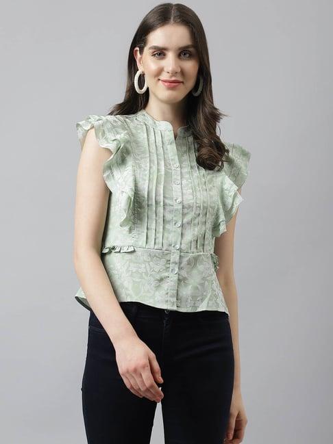 latin quarters sage green floral print top