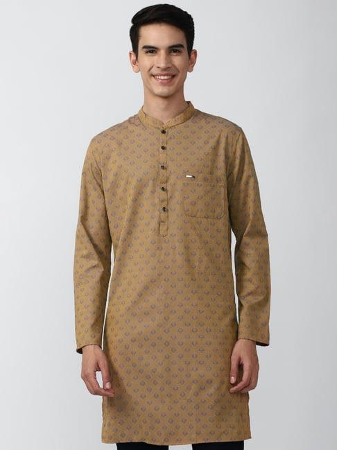 peter england khaki slim fit printed kurta