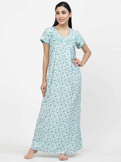 sweet dreams sky blue floral print nighty