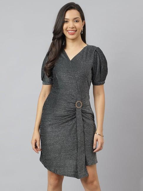 latin quarters charcoal wrap dress