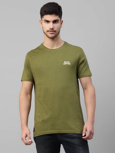 royal enfield olive regular fit motorcycle unit print t-shirt