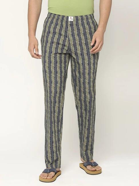 underjeans by spykar olive printed nightwear pyjamas