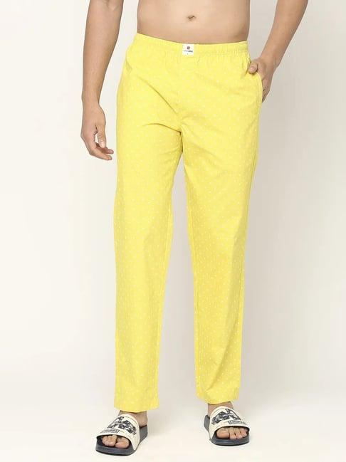 underjeans by spykar yellow printed nightwear pyjamas