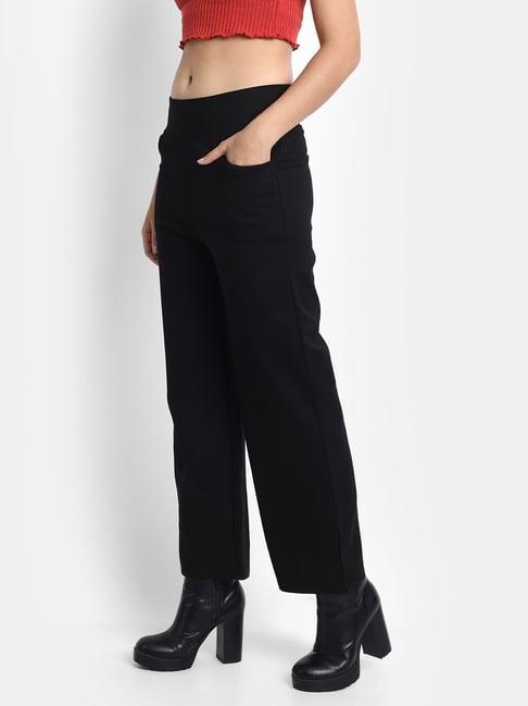 broadstar black relaxed fit high rise pants