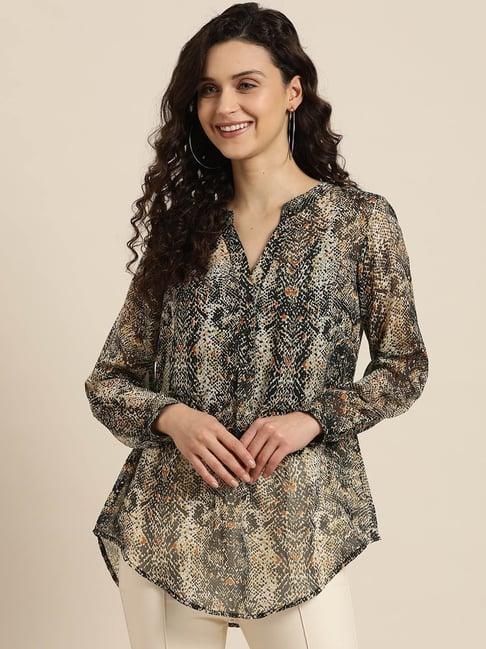 qurvii black printed shirt