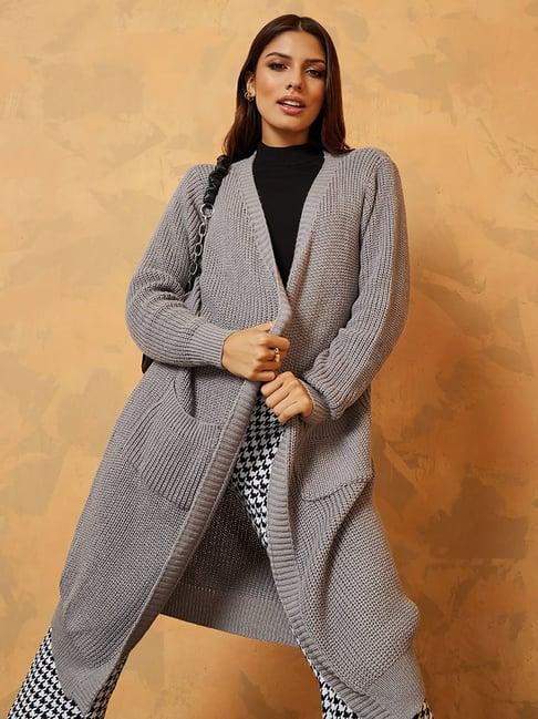 styli grey regular fit cardigan