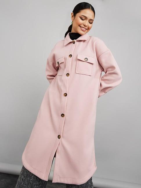 styli midi length oversized shacket coat with buttons