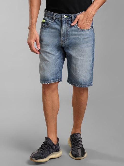 kazo blue regular fit  denim shorts