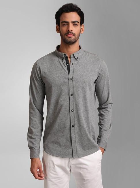 kazo grey melange slim fit  shirt