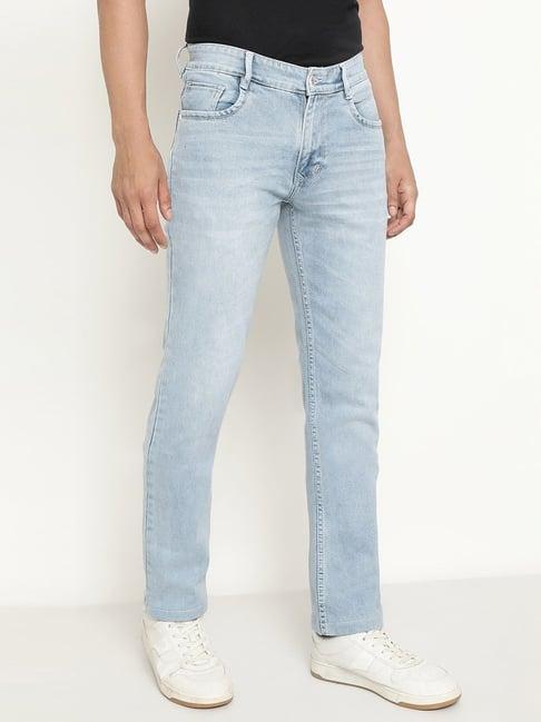 octave ice blue cotton regular fit stretchable jeans