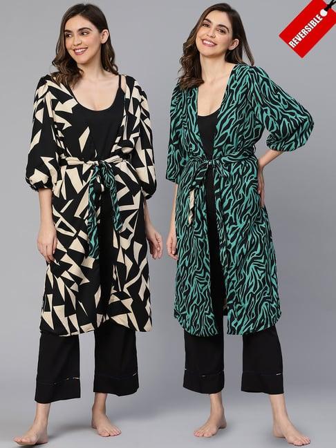 oxolloxo multicolor printed reversible robe