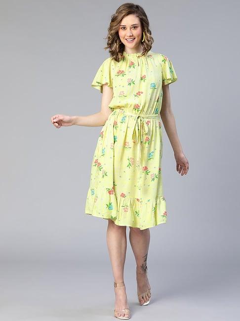 oxolloxo yellow floral print wrap dress