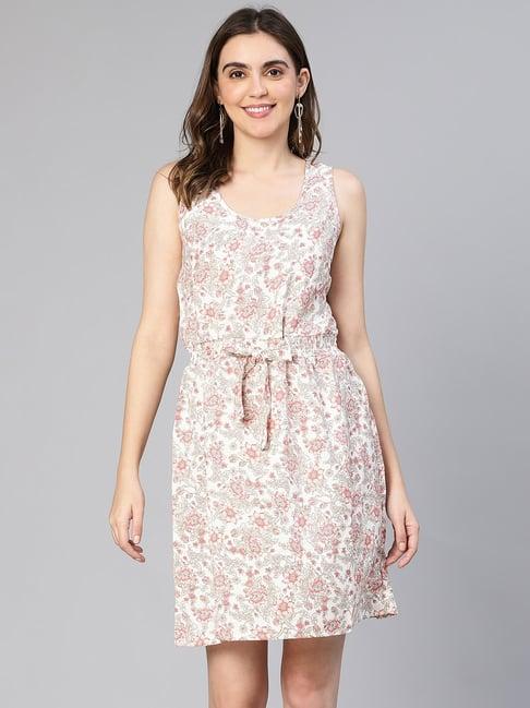 oxolloxo peach floral print wrap dress