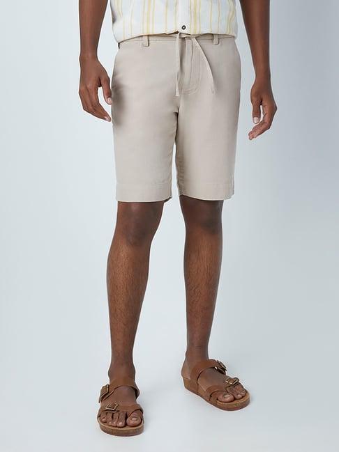 eta by westside ecru slim-fit shorts