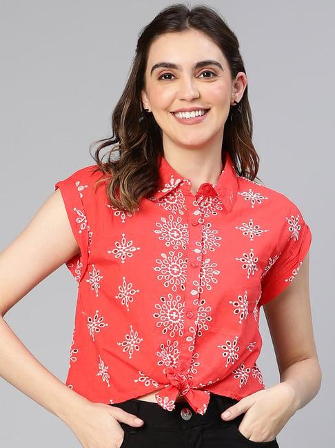 oxolloxo coral cotton embroidered shirt