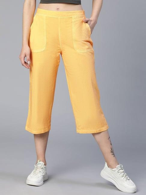 oxolloxo yellow cotton regular fit culottes