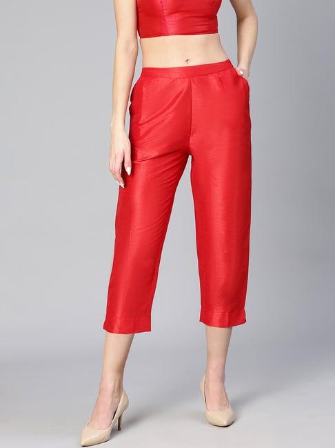 oxolloxo red tapered fit pants