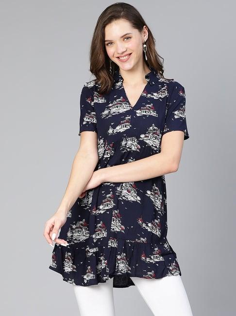 oxolloxo navy printed tunic