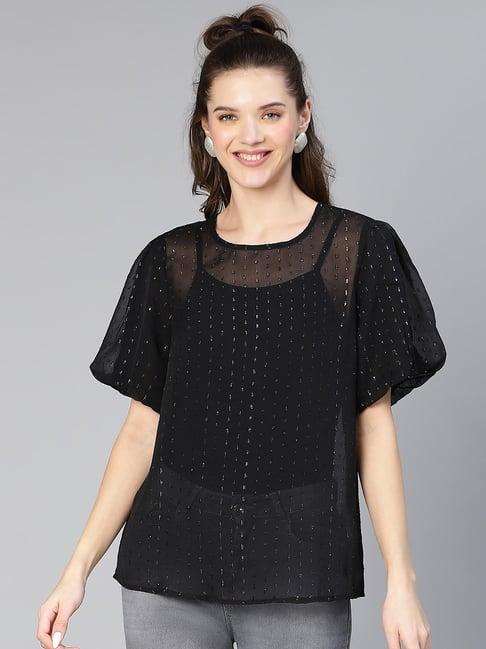 oxolloxo black textured top