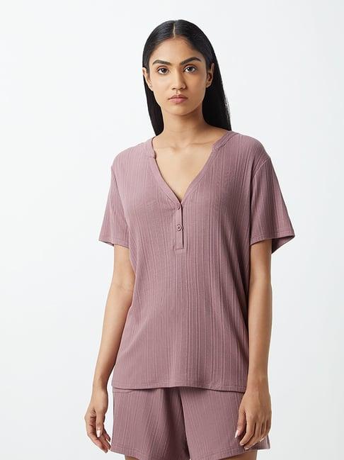 wunderlove by westside mauve self-patterned top