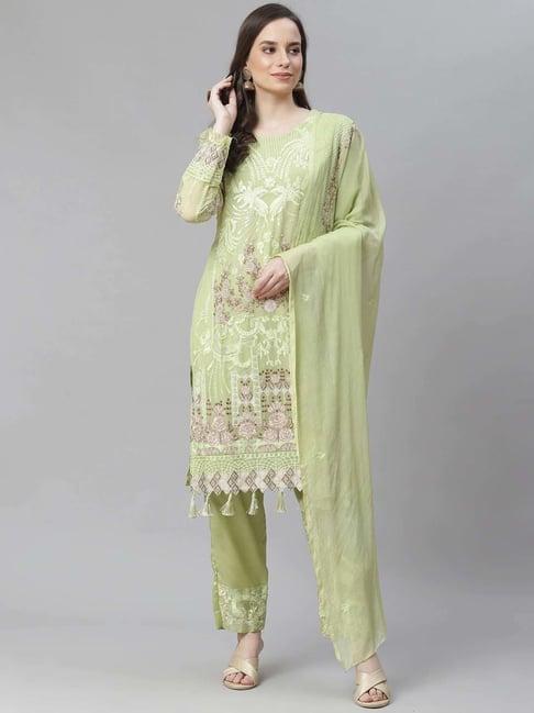 readiprint fashions green embroidered unstitched dress material